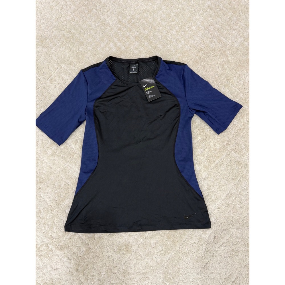 Nike Pro Hypercool Womens Training Top Black Navy Blue 889618-010 Large NWT